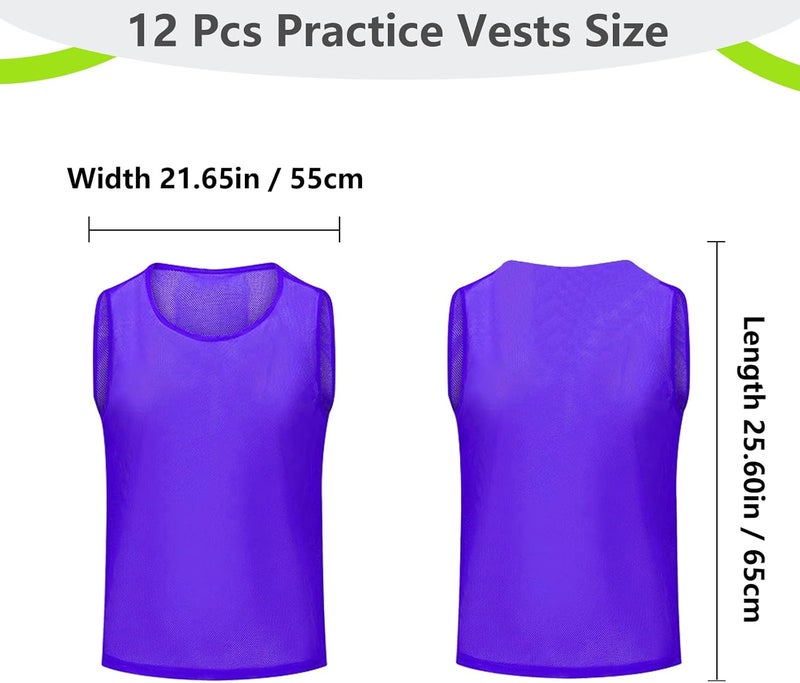 Mofech 12 Pack Pro Training Pinnies for Youth & Adult Mesh High-Vis Scrimmage Vests for Soccer, Basketball, Volleyball Teams - Image 2